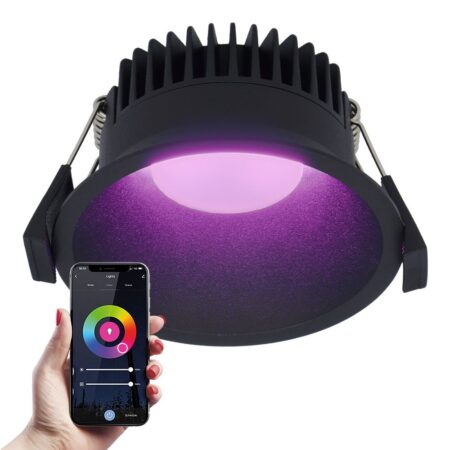 Finn smart inbouwspot - IP44 waterdicht - 10 Watt 630lm - Wifi + Bluetooth - RGBWW - Google Home