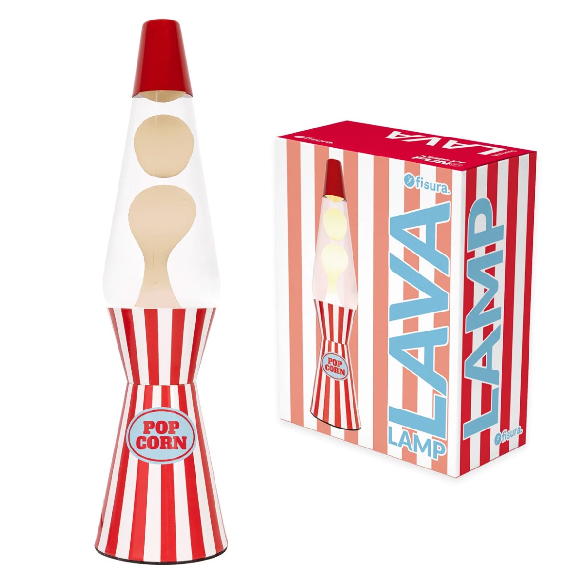 Fisura Lava Lamp Bullet - Popcorn Basis Met Transparante Vloeistof En Witte Lava | Fisura