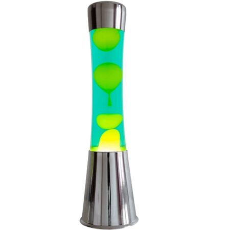 Fisura Lava Lamp - Chroom Met Geel Lava In Groene Vloeistof | Fisura