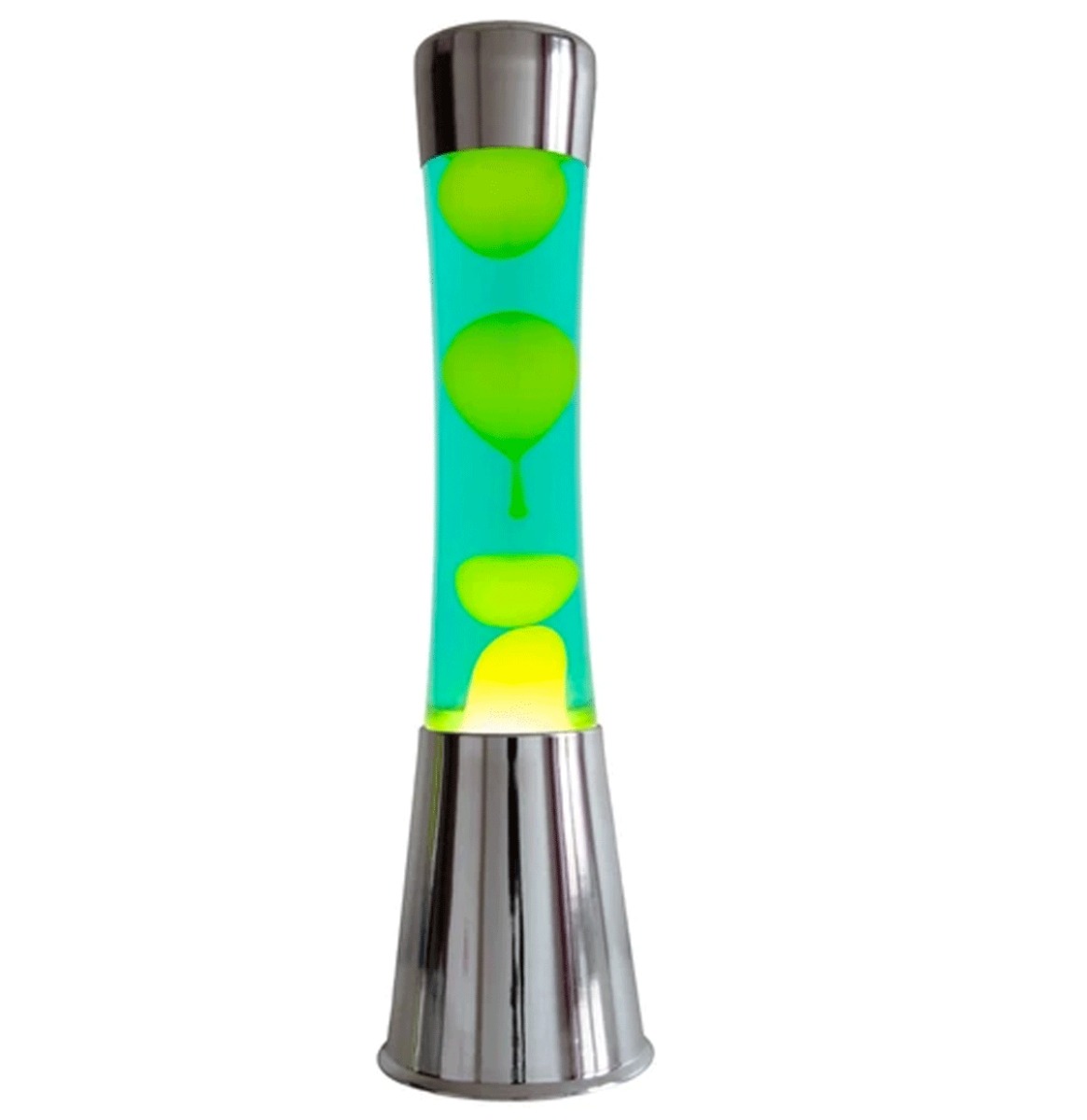 Fisura Lava Lamp - Chroom Met Geel Lava In Groene Vloeistof | Fisura