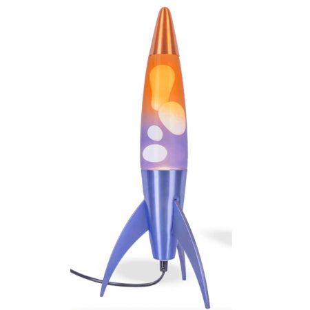 Fisura Lava Lamp Raket - Paars En Oranje Basis En Verloop Fles Met Transparante Vloeistof En Witte Lava | Fisura
