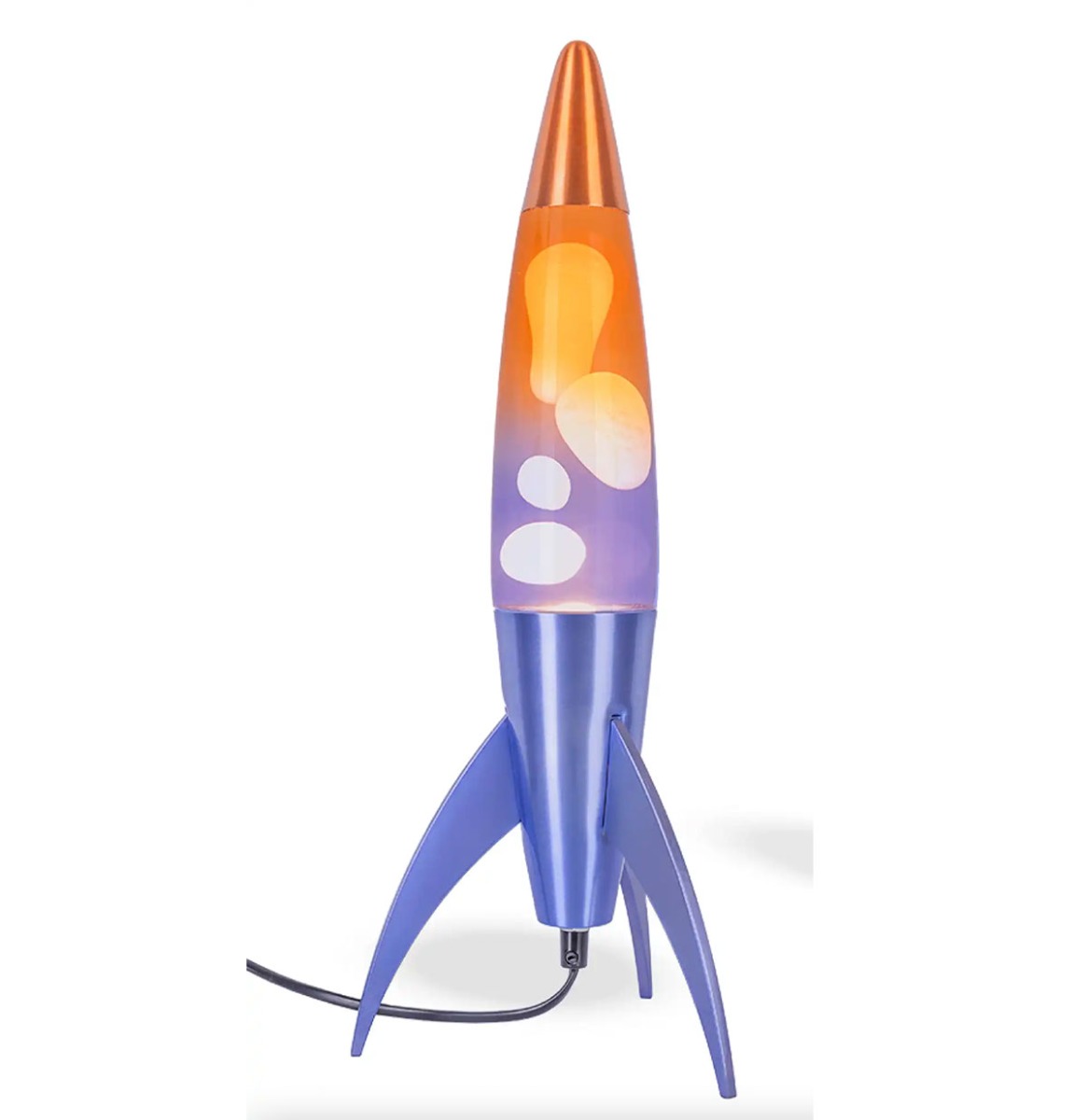 Fisura Lava Lamp Raket - Paars En Oranje Basis En Verloop Fles Met Transparante Vloeistof En Witte Lava | Fisura