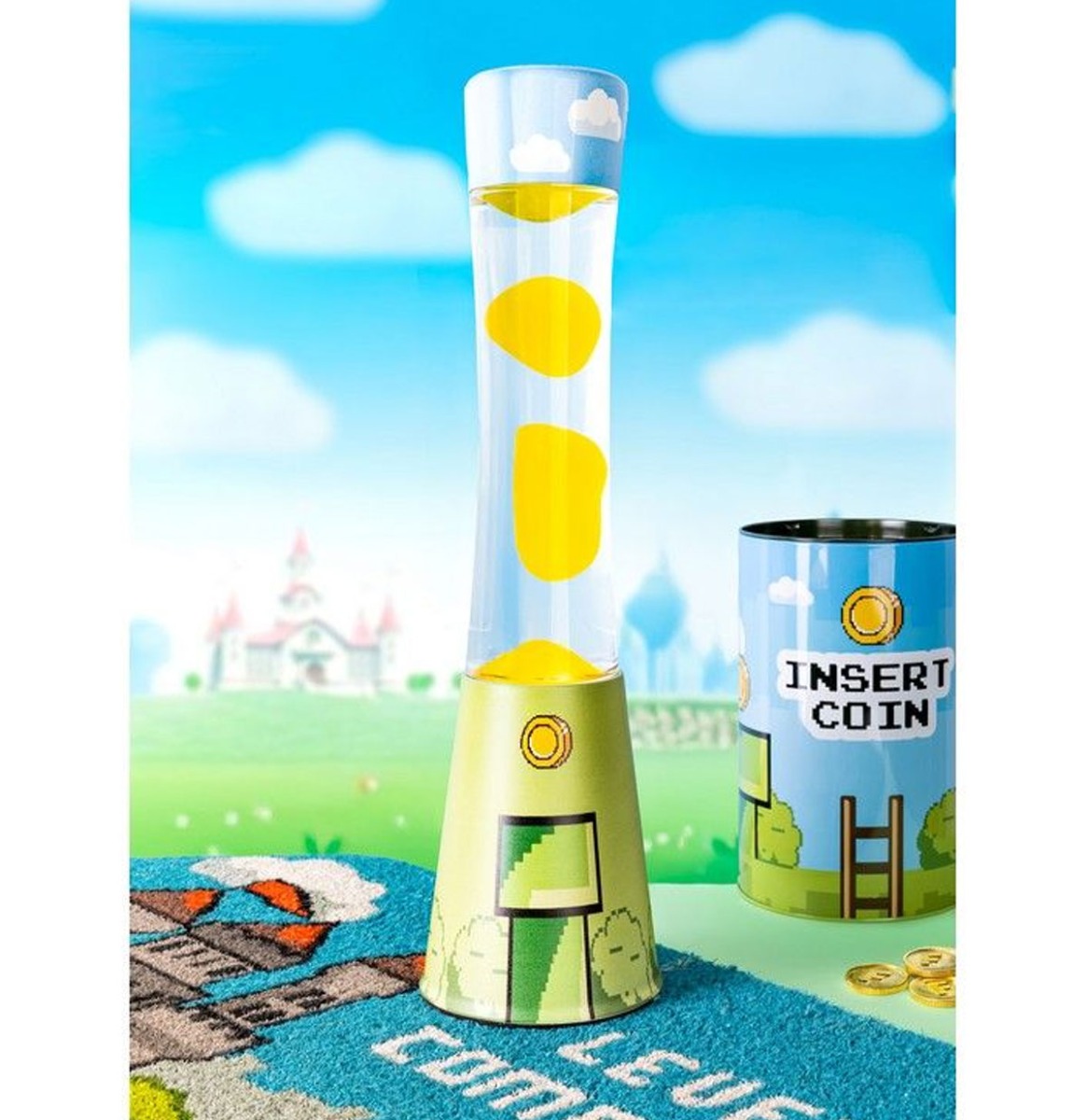 Fisura Lava Lamp Tower - Gamer Basis Met Transparante Vloeistof En Gele Lava | Fisura