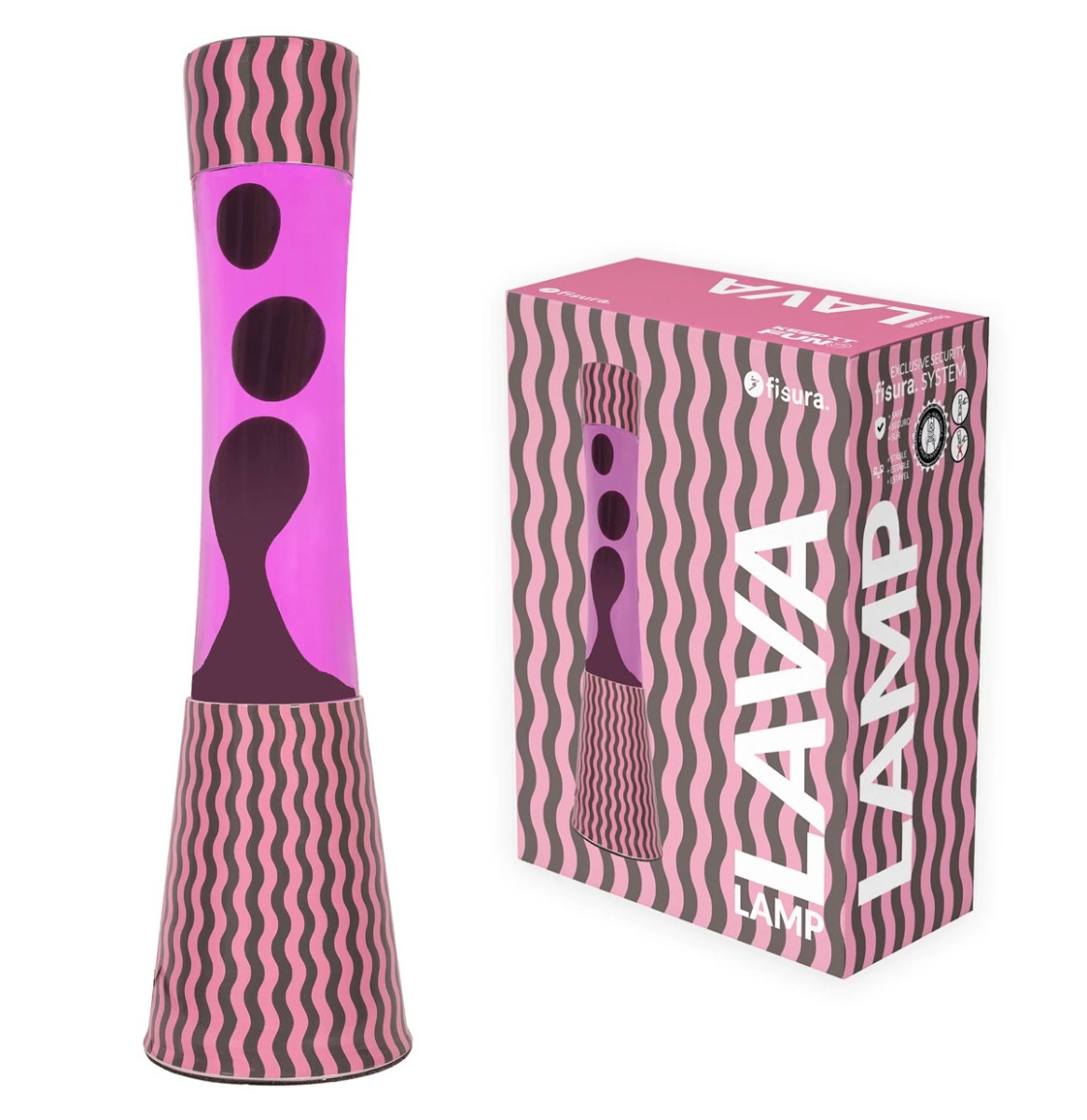 Fisura Lava Lamp Tower - Roze & Bruin Golven Basis Met Roze Vloeistof En Bruine Lava | Fisura