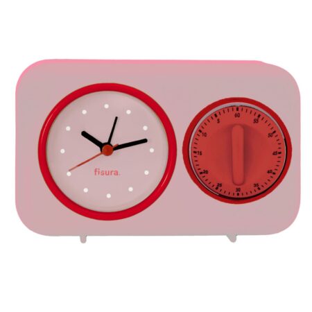 Fisura Retro Keuken Timer & Klok - Roze | Fisura