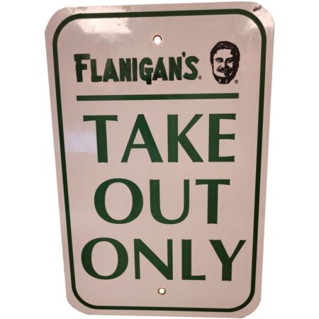 Flanigan's Take Out Only Metalen Straatbord - Origineel - 44 x 30 cm | The Dutch Pickers