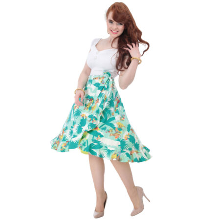 Flared Palm Print Skirt-38 (NL)/ 12 (UK) | 44% korting | Collectif