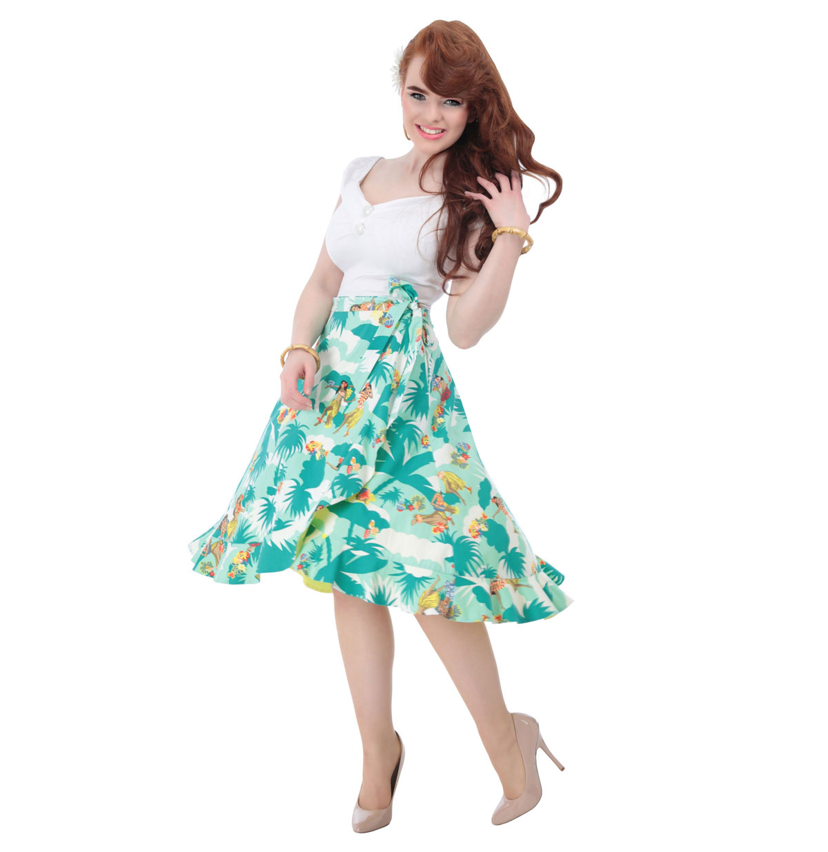 Flared Palm Print Skirt-38 (NL)/ 12 (UK) | 44% korting | Collectif