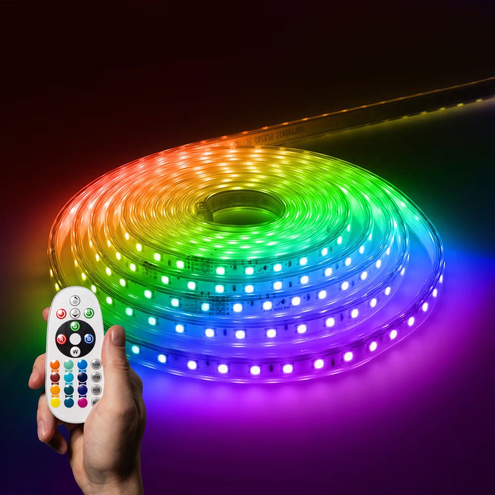 Flex60 RGB Dimbare LED Strip 10 meter - 20.000 branduren - Buiten & Binnen - 60 LEDs/m - 80 Watt 2600lm - IP65 waterdicht - Inkortbaar per meter | HOFTRONIC