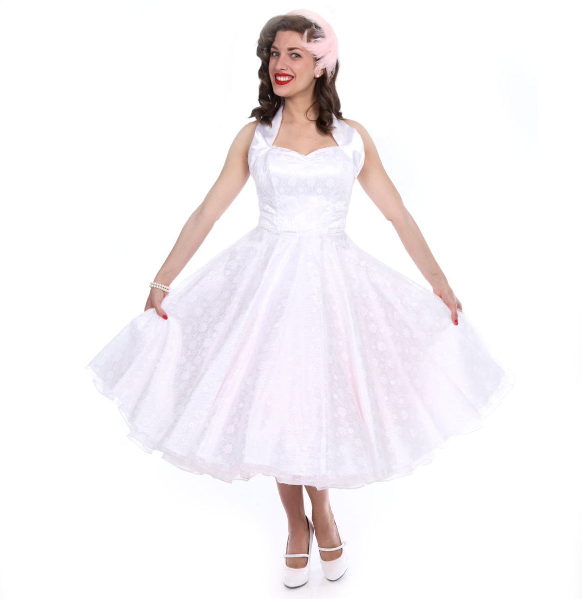 Floral Lace Satin Dress-36 (NL) /10 (UK) | 25% korting | Vivien of Holloway