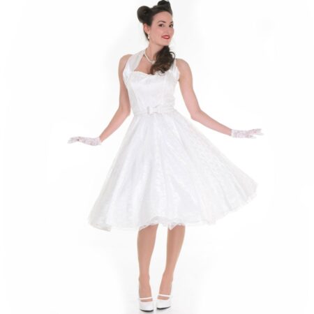 Floral Lace Satin Dress Ivory-40 (NL)/ 14 (UK) | 32% korting | Vivien of Holloway