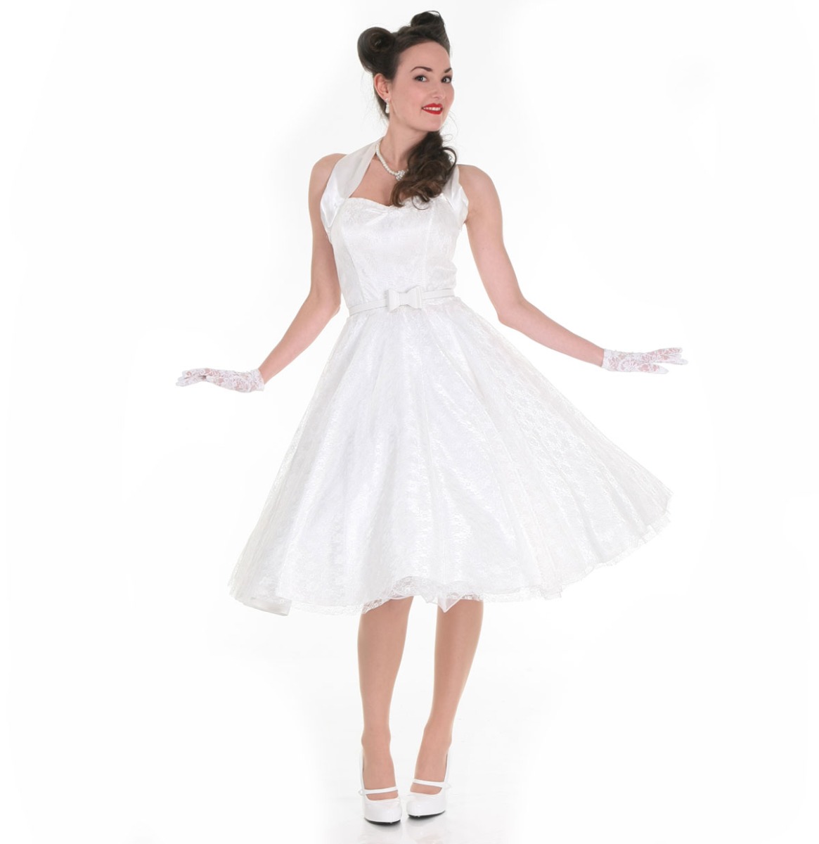 Floral Lace Satin Dress Ivory-46 (NL)/ 20 (UK) | 32% korting | Vivien of Holloway