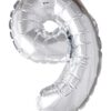 Folie ballon nummer '9' zilver 40cm | Globos