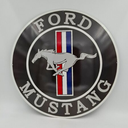 Ford Mustang Emaille Bord Zwart - Ø50cm | Ford