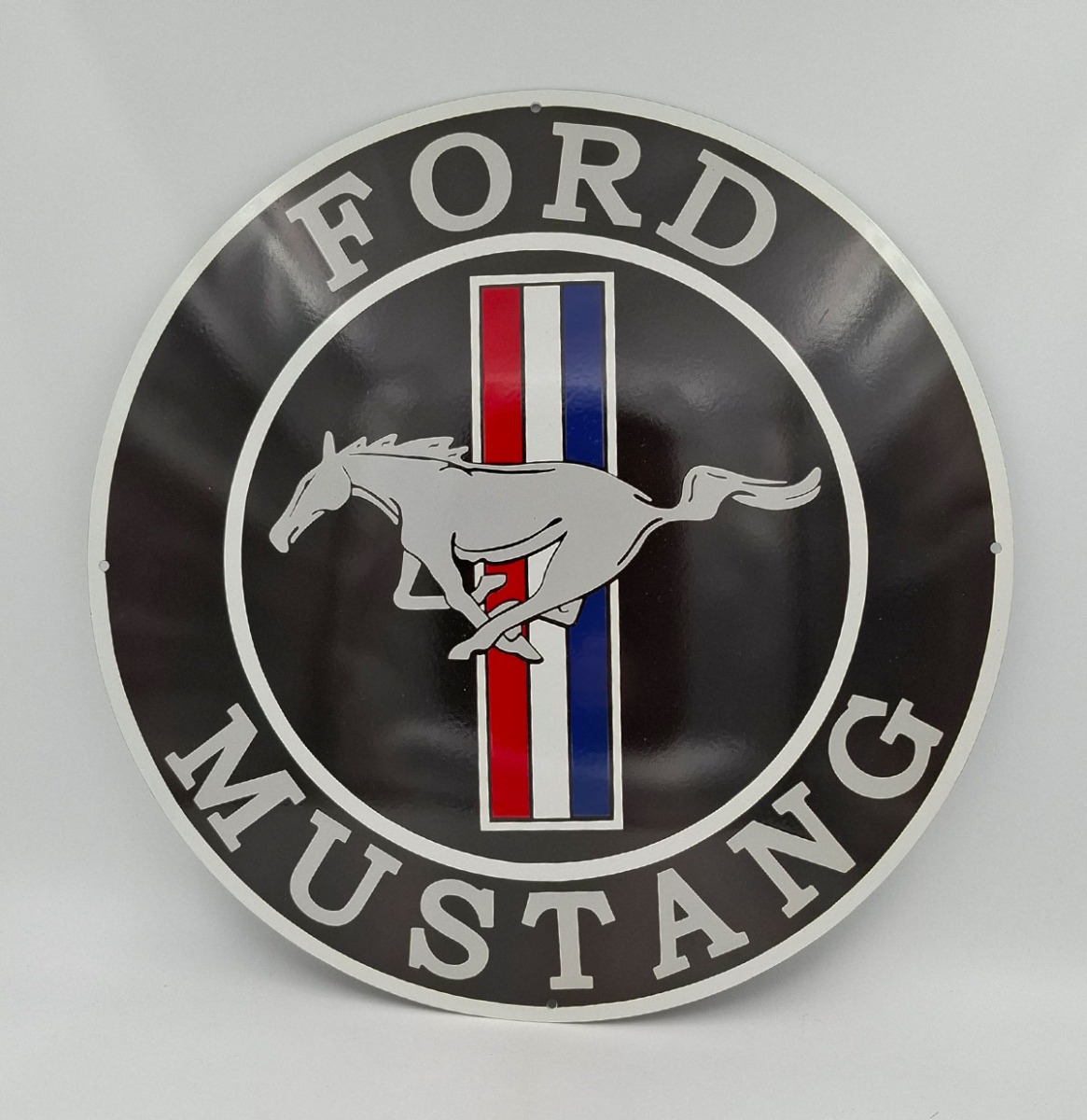 Ford Mustang Emaille Bord Zwart - Ø50cm | Ford