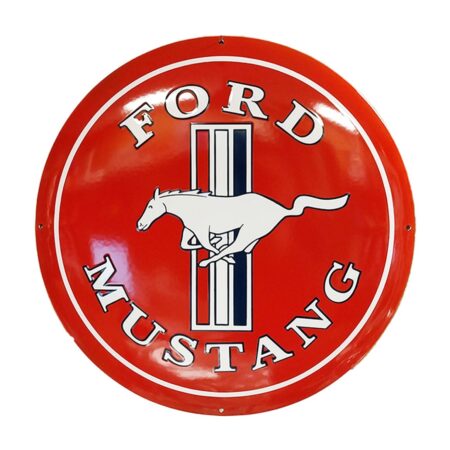 Ford Mustang Logo Rood Emaille Bord - Ø50cm | Ford