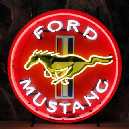 Ford Mustang Neon Verlichting - Gele Paard Versie 65 cm - Rood