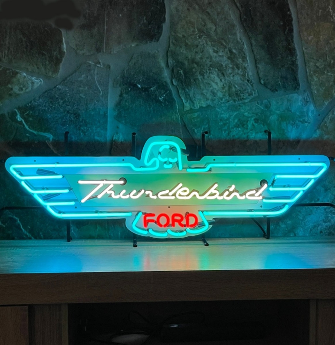 Ford Thunderbird Logo Neon Verlichting 101 x 34 cm - Turquoise