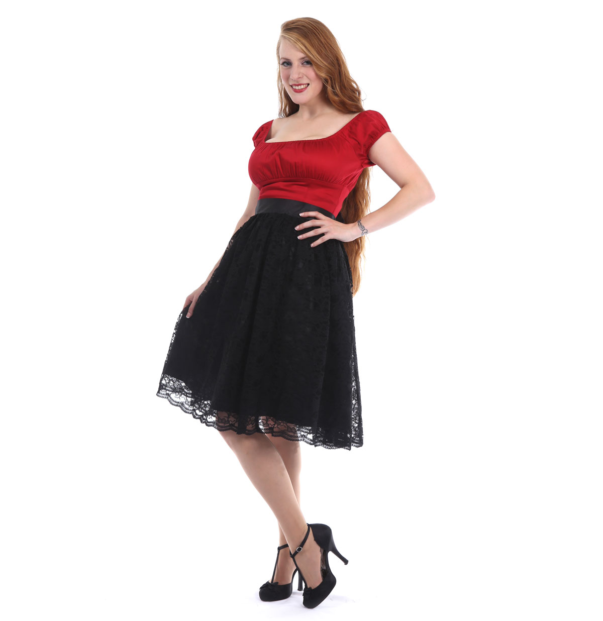 Francesca Skirt Black Lace With Bow-M | 31% korting | Pinup Couture