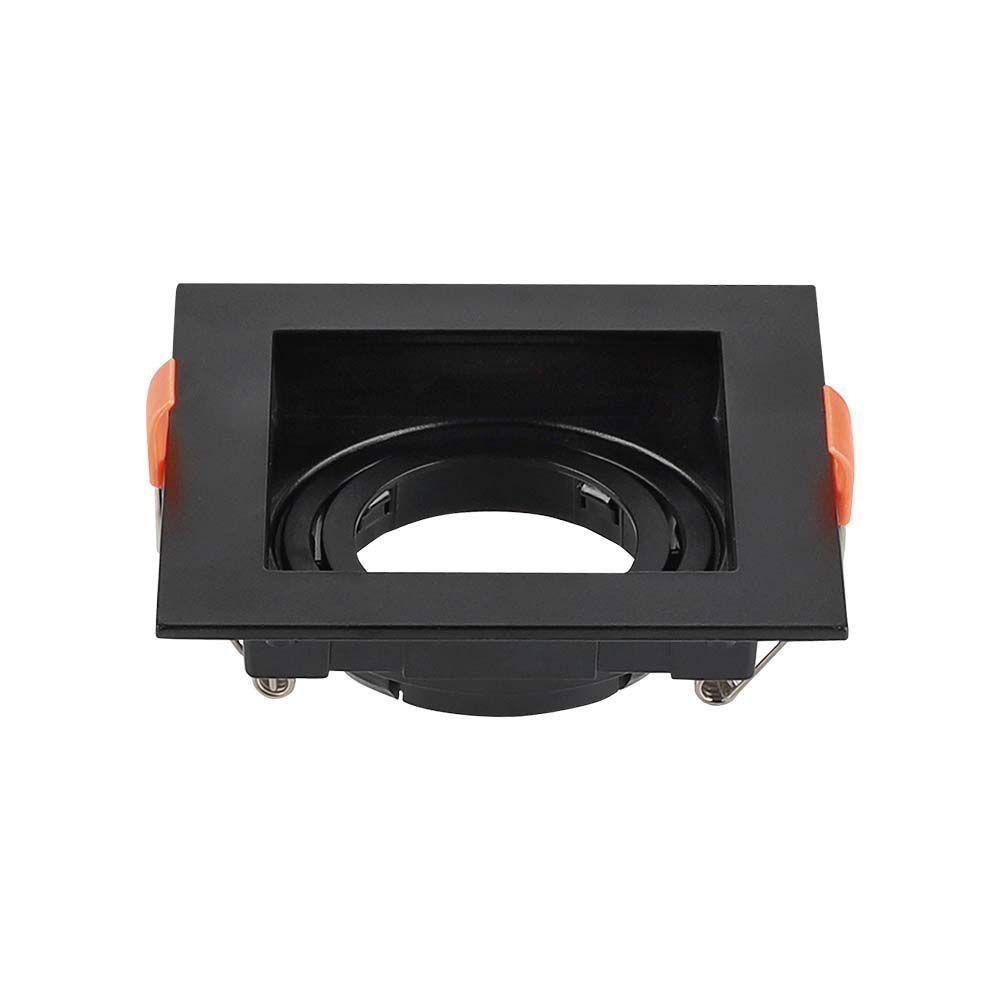 Fresno LED Inbouwspot - Kantelbaar armatuur - Kunststof - 95x95mm - GU10 Fitting incl. lamphouder - Vierkant - IP20 voor binnen - Zwart | V-TAC