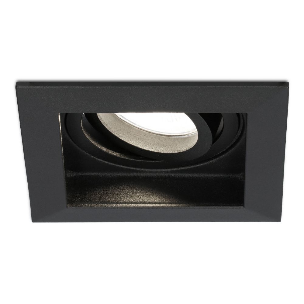 Fresno LED inbouwspot vierkant - GU10 - 4 Watt 345 Lumen - 4000K neutraal wit - Dimbaar - Kantelbaar - Verzonken - IP20 voor binnen - Zwart | HOFTRONIC