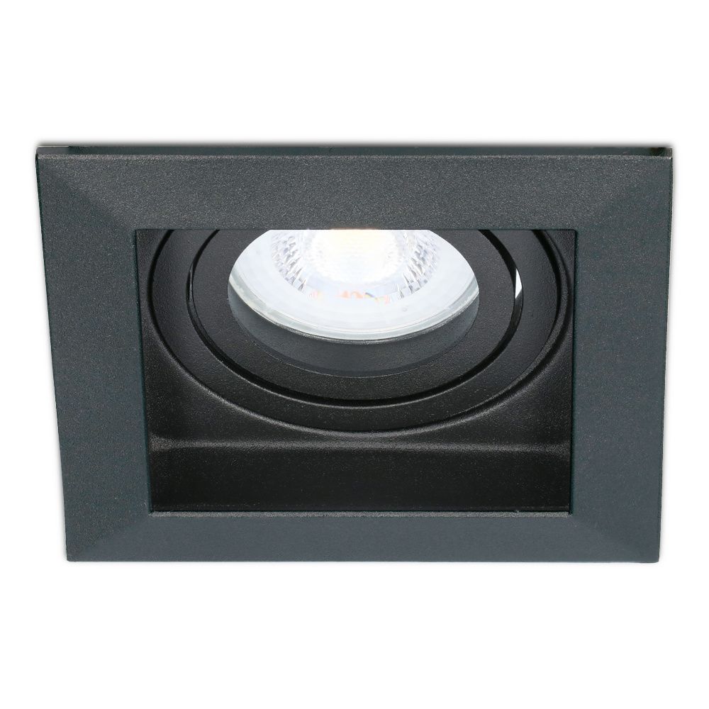 Fresno LED inbouwspot vierkant - GU10 - 4 Watt 345 Lumen - 6500K Daglicht Wit - Dimbaar - Kantelbaar - Verzonken - IP20 voor binnen - Zwart - Anti-glare | HOFTRONIC