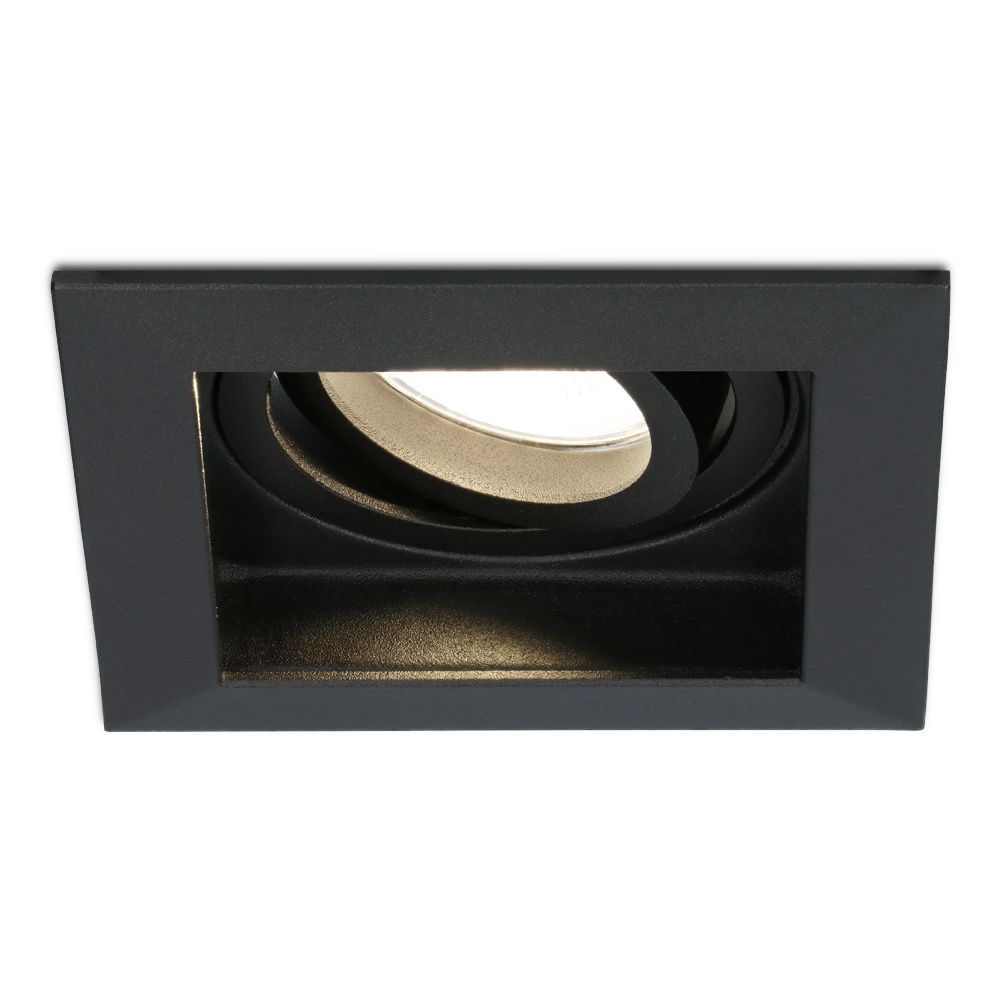 Fresno LED inbouwspot vierkant - GU10 - 4 Watt 345 lumen - 2700K Warm Wit - Dimbaar - Kantelbaar - Verzonken - IP20 voor binnen - Zwart | HOFTRONIC