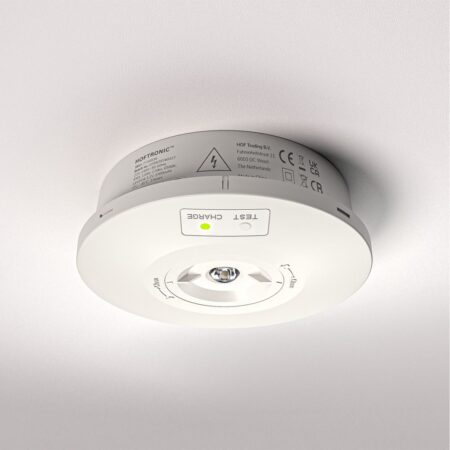 Fuga - LED Opbouwspot Rond Noodverlichting Wit - 3 Watt 280 Lumen - Verwisselbare lens - IP65 waterdicht - 3 uur noodaccu (3300mAh)- 6500K daglicht wit | HOFTRONIC