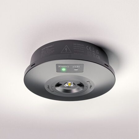 Fuga - LED Opbouwspot Rond Noodverlichting Zwart - 3W 280lm - Verwisselbare lens - IP65 - 3 uur noodaccu (3300mAh)- 6500K | HOFTRONIC