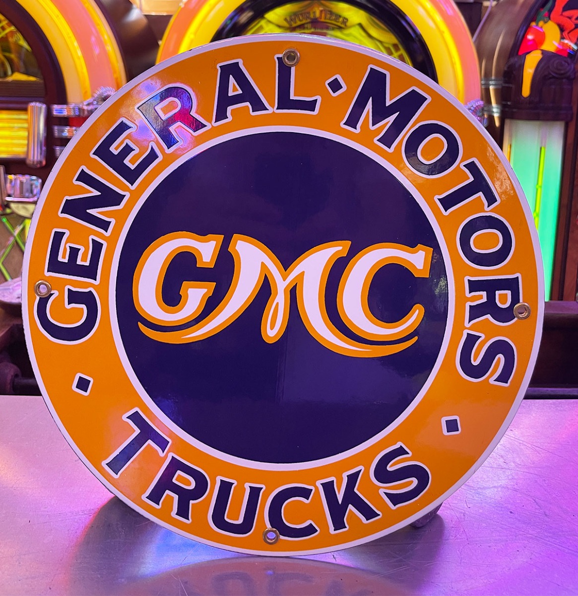 GMC Trucks Service Emaille Bord - NOS 1990s - Ø30cm | The Dutch Pickers