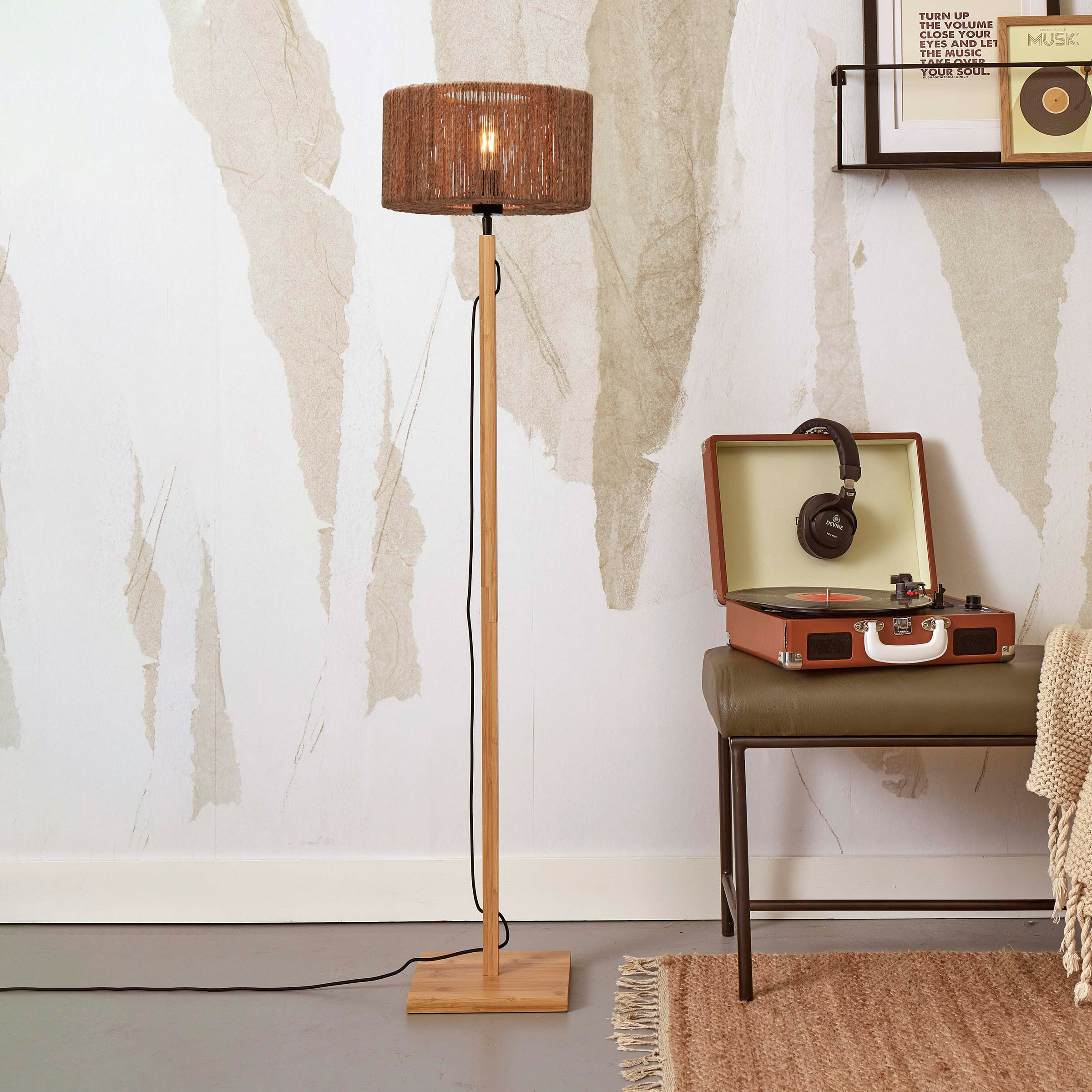 GOOD&MOJO Vloerlamp 'Iguazu' Bamboe en jute