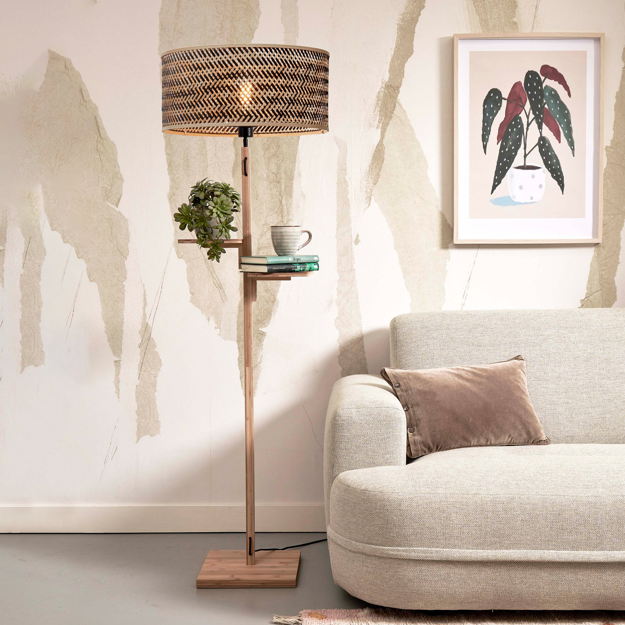 GOOD&MOJO Vloerlamp 'Java' Met 2 plankjes