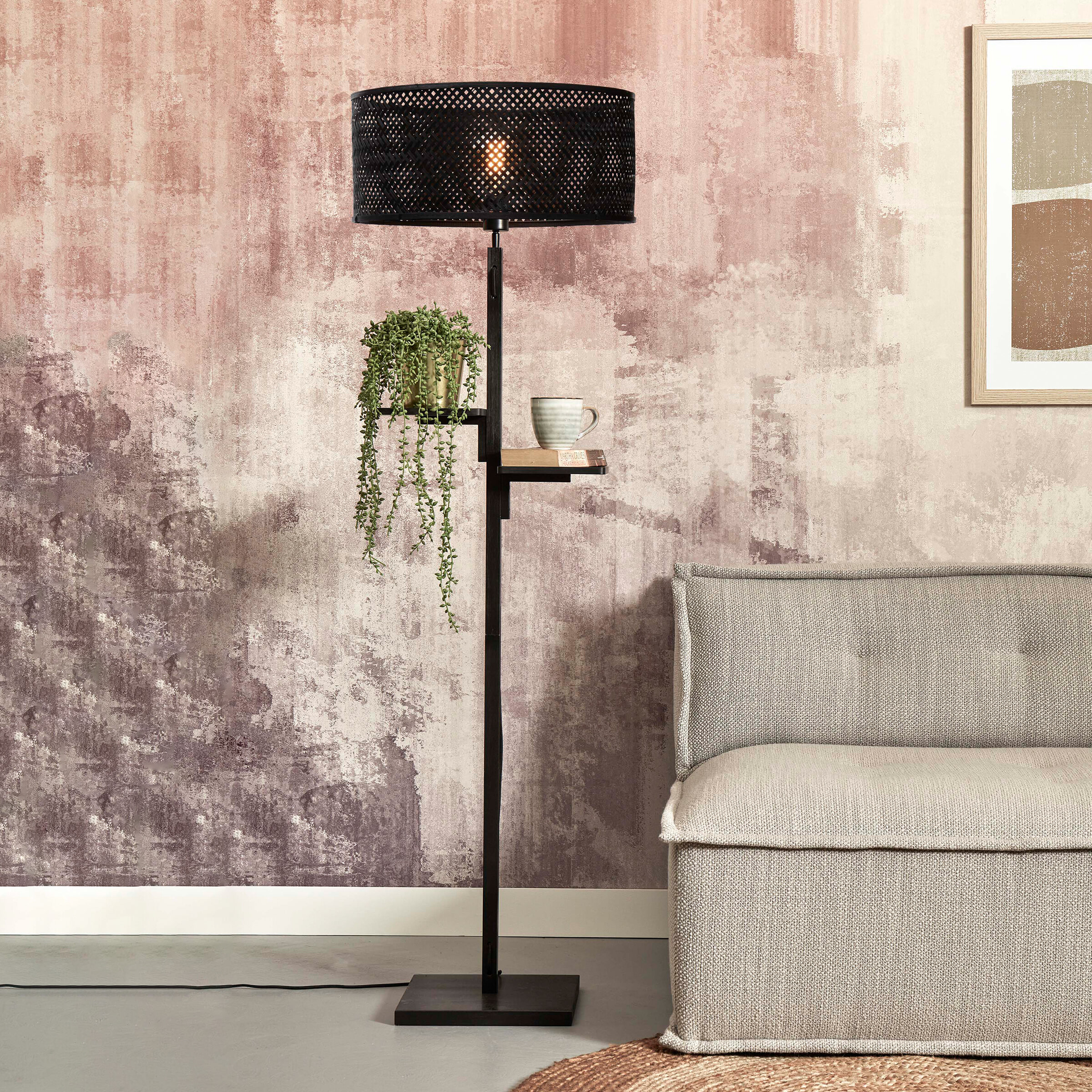 GOOD&MOJO Vloerlamp 'Java' Met 2 plankjes