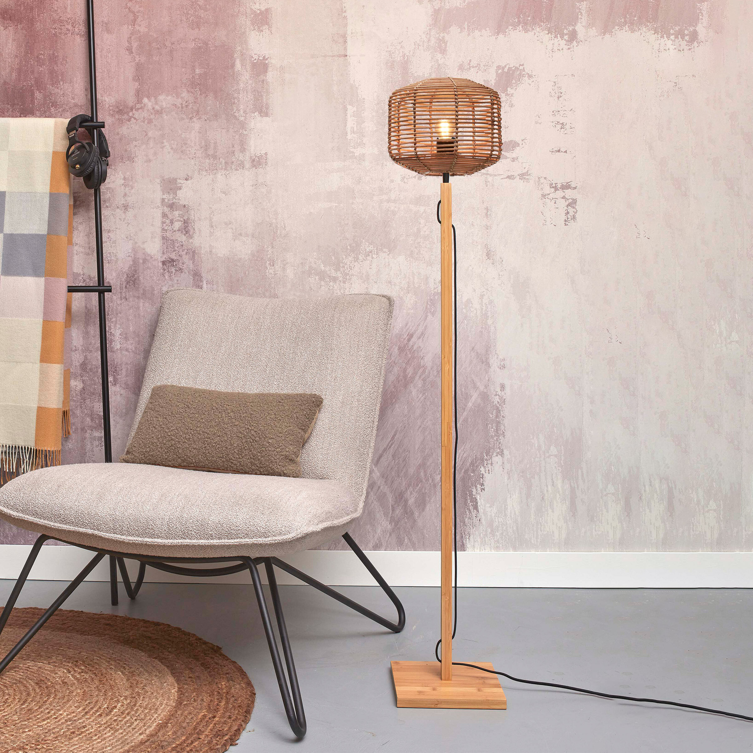 GOOD&MOJO Vloerlamp 'Tanami' Bamboe en rotan