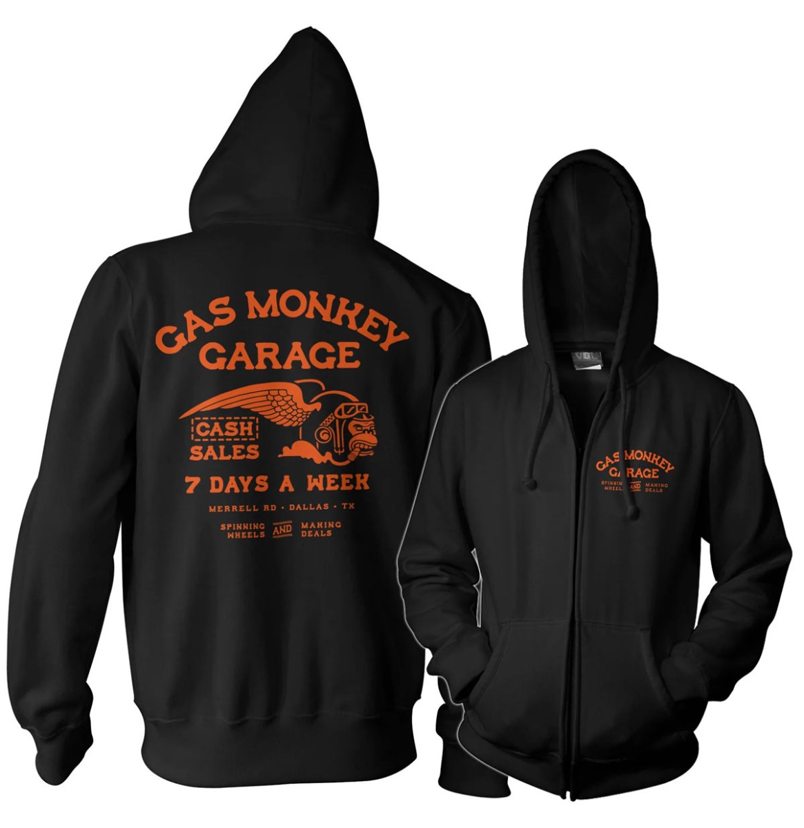Gas Monkey Zipped Hoodie Black-2XL | Gas Monkey Garage