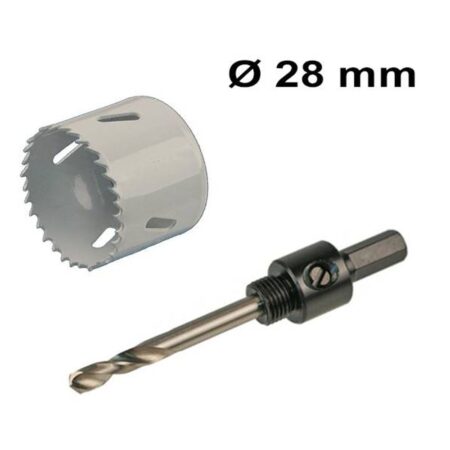 Gatenzaag Ø28 mm - Adapter met centreerboor - Geschikt voor LED Inbouwspots Milano - Bi-metaal zaagblaad | HOFTRONIC