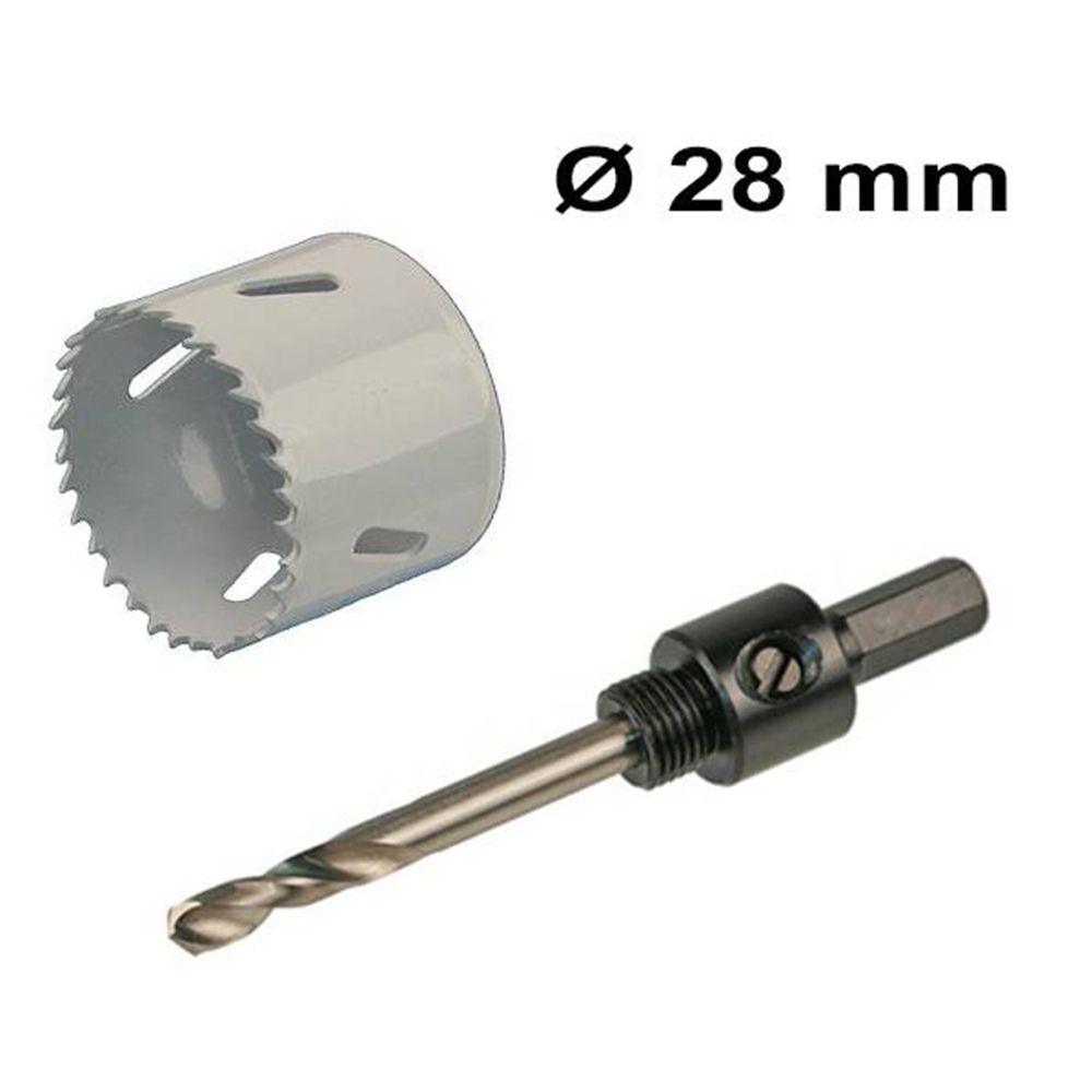 Gatenzaag Ø28 mm - Adapter met centreerboor - Geschikt voor LED Inbouwspots Milano - Bi-metaal zaagblaad | HOFTRONIC