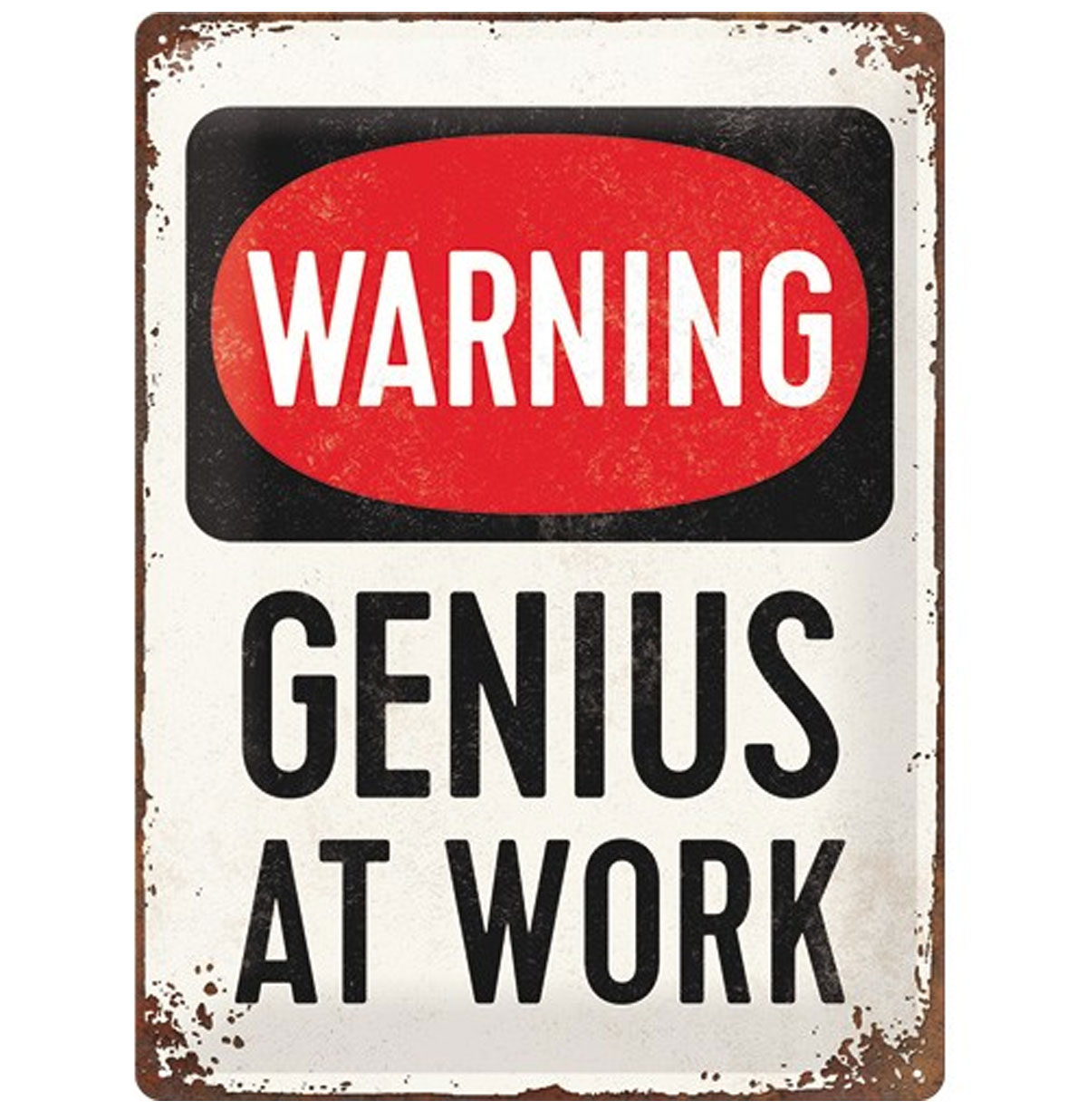 Genius At Work Reliëf Metalen Bord | Nostalgic Art