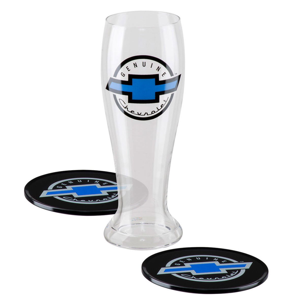 Genuine Chevrolet Bierglas Cadeau Set - Glas plus 2 Metalen Onderzetters | 20% korting | Chevrolet