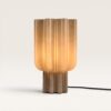 Gessari - Glazen Tafellamp Beige 30 cm - E27 fitting - Tafellamp woonkamer - Eclectisch design - Geplooid glas - Met aan/uit-schakelaar | LUSENZ