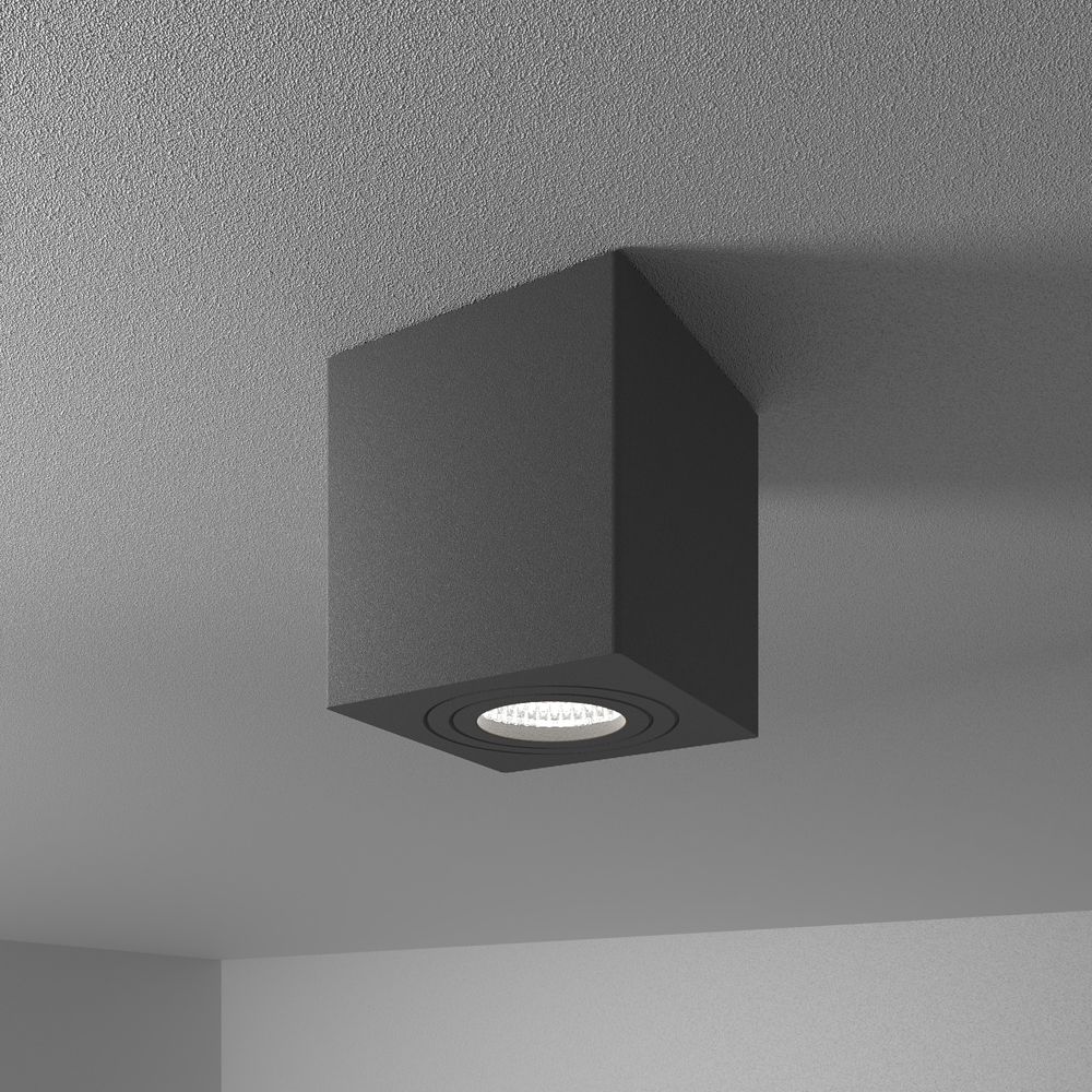 Gibbon LED Opbouwspot - Viekant - 4 Watt 345 Lumen - 6500K Daglicht wit - GU10 - IP65 Badkamer Opbouwspot - Voor binnen en buitengebruik - Zwart | HOFTRONIC