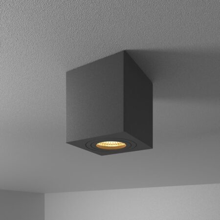 Gibbon LED opbouwspot - Vierkant - 4 watt 345 lumen - 2700K warm wit - GU10 - IP65 badkamer opbouwspot - Voor binnen- en buitengebruik - Zwart | HOFTRONIC