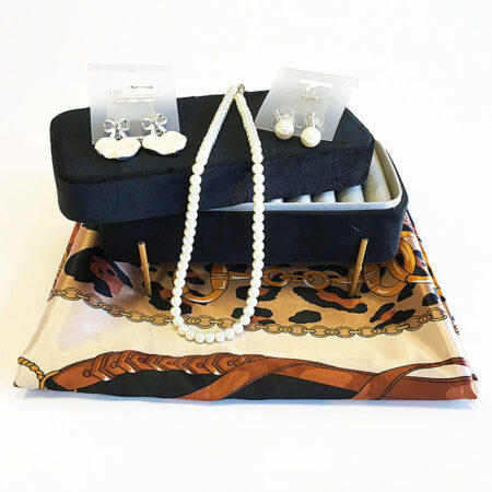 Giftset zwarte sieradendoos parels | Fashionize