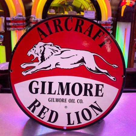 Gilmore Red Lion Aircraft Emaille Bord - Ø30cm - 1980s Sample | The Dutch Pickers