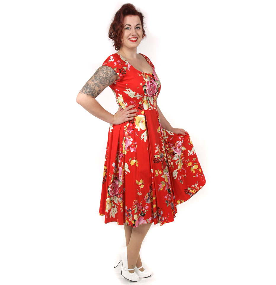 Gina Seville Midi Dress Red-36 (NL)/ 10 (UK) | 47% korting | The Pretty Dress Company