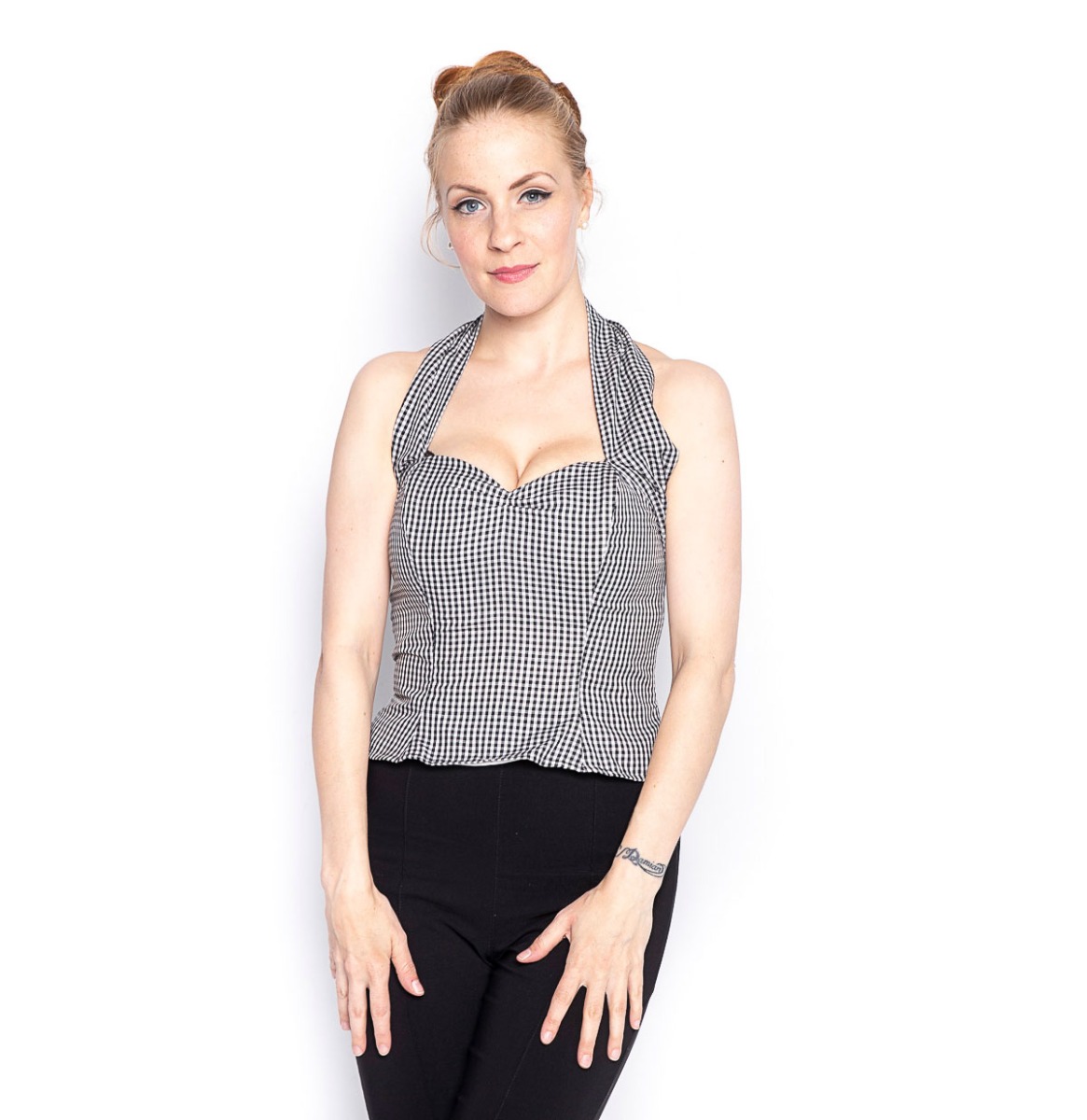 Gingham Halter Top Black-S | 51% korting | Vivien of Holloway