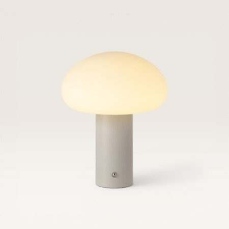 Givaro - Paddenstoel lamp oplaadbaar Beige 25 cm - Dressoir lamp - Scandinavisch design - Draadloze tafellamp - Dimbaar - Glazen kap - USB-C - 3000K/4500K/6500K | LUSENZ