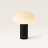 Givaro - Paddenstoel lamp oplaadbaar Zwart 25 cm - Dressoir lamp - Scandinavisch design - Draadloze tafellamp - Dimbaar - Glazen kap - USB-C - 3000K/4500K/6500K | LUSENZ