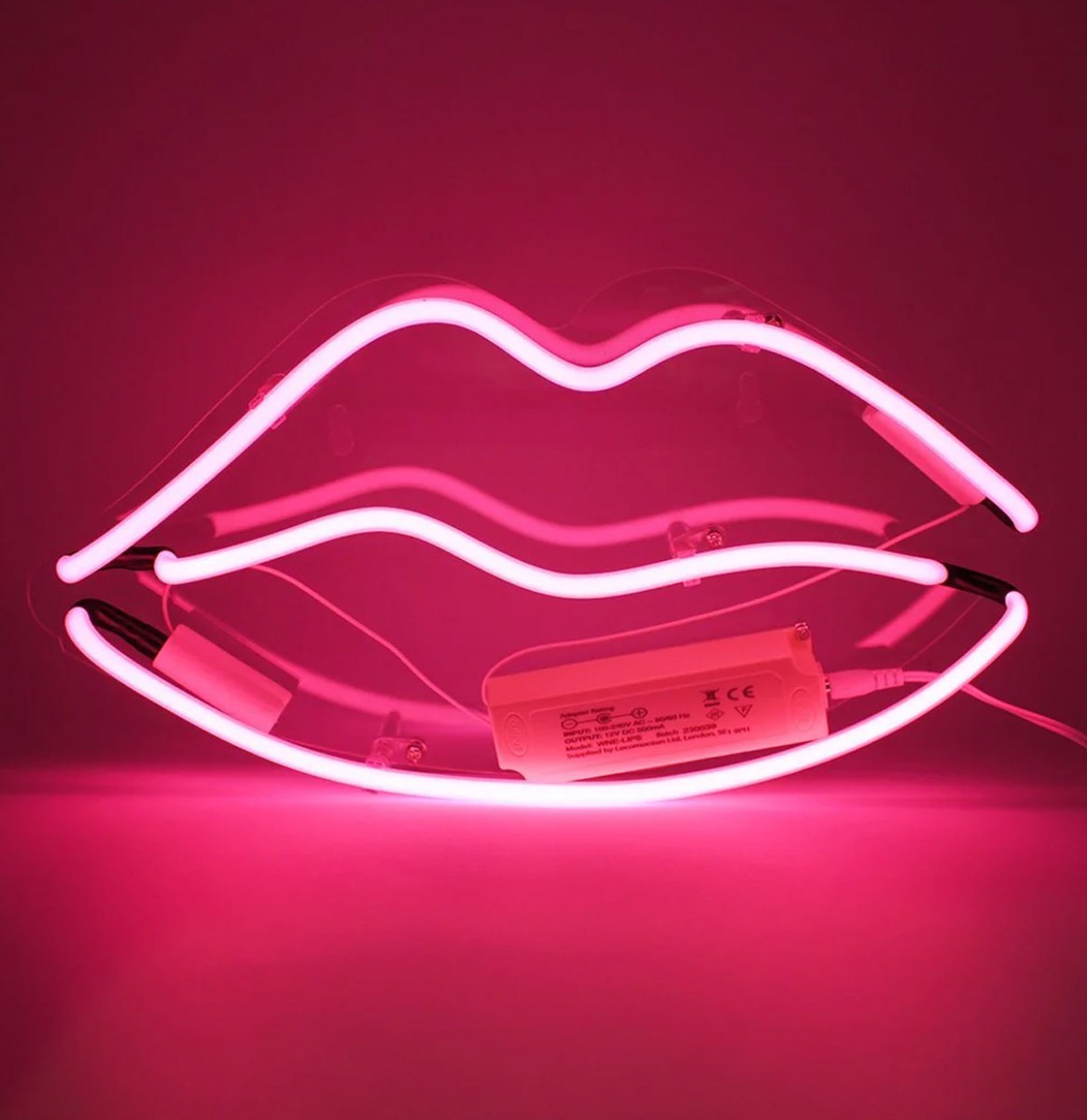 Glas Neon Licht - 'Lippen' Wandbord | Fiftiesstore
