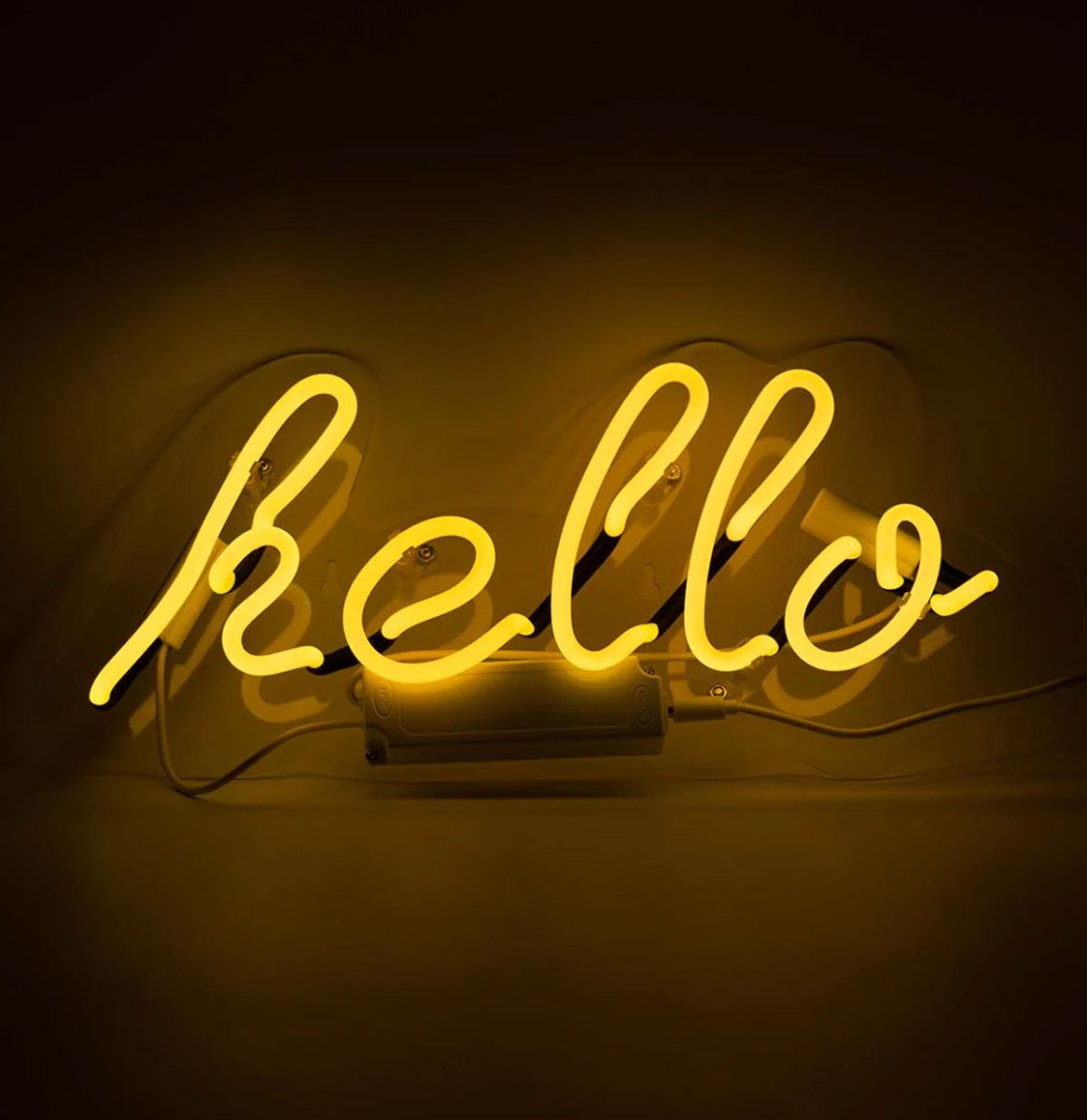 Glas Neon Licht - 'hello' Wandbord Geel | Fiftiesstore